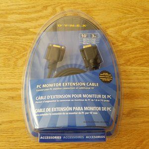 Dynex VGA Display Extension Cable 10 ft. NIB